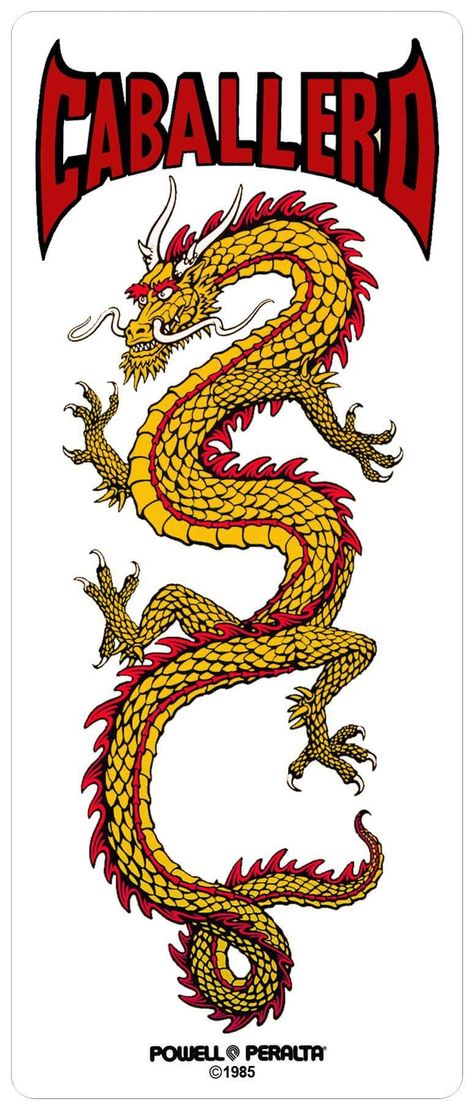 Powell Peralta Full dragon Steve Caballero Powell Skateboards, Skate Tattoo, Skate Graphics, Vintage Skateboarding, Classic Skateboard, Primitive Skateboarding, Skateboard Graphics, Skateboard Logo, Bones Brigade