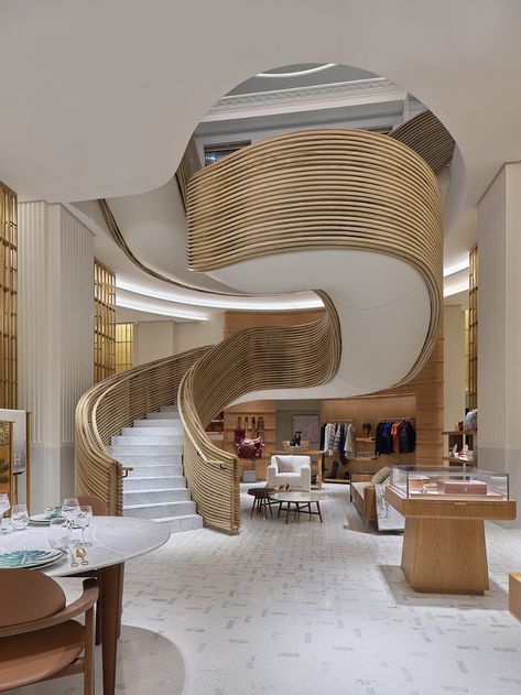 Sydney Flagship | FDC Spiral Stairs Design, Retail Inspiration, Grand Staircase, Spiral Staircase, Architecture And Design, Staircase Design, Stairs Design, Staircases, Architecture Interior