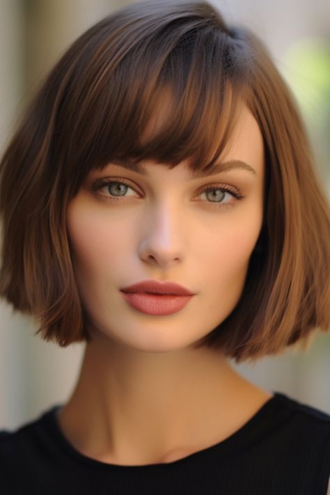 The bob hairstyle with deep side-swept bangs is a trendy and flexible choice. The deep side part draws attention to the eyes. Click here to check out more why the bouncy bob is making a comeback: see 28 fabulous examples. Side Parting Bob With Fringe, Deep Bangs Bob, Short Hair With A Fringe, Side Part Bangs Short Hair, Bob Side Part Bangs, Short Bob With Side Swept Fringe, Side Part Bob With Bangs, Bob Side Swept Bangs, Bob With Deep Side Part