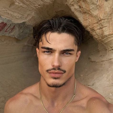 Dark Hair Light Eyes Men, Moroccan Men Handsome, Male Model Hairstyles, Mens Messy Hairstyles, Dark Hair Light Eyes, Goatee Styles, Mustache And Goatee, Diamond Face Hairstyle, Beard And Mustache Styles