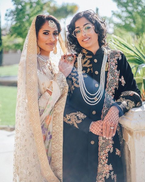 Lesbian wedding of Pakistani-Indian couple goes viral Queer Weddings, Lgbt Wedding, Two Brides, Indian Bridal Wear, Lgbtq Wedding, Lesbian Wedding, Gay Wedding, Pakistani Wedding, Wedding Looks