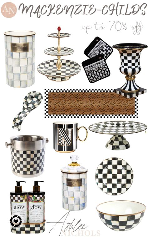 Mackenzie-Childs Sale Mckenzie Child’s Kitchen Decor, Mckenzie Child’s, Checkered Decor, Serveware Entertaining, Cookie Tray, House Items, Mackenzie Childs, Black Set, Kitchen Stuff