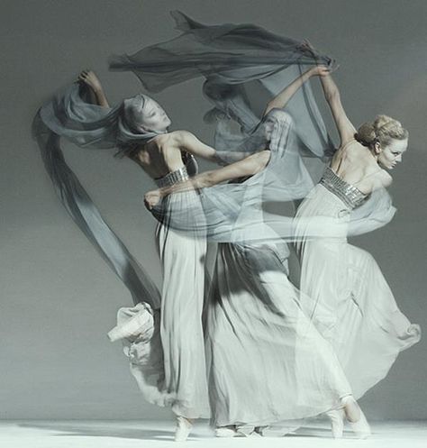 Wind Dancer with Veils Movement Photography, Dance Movement, Multiple Exposure, Three Graces, Ballet Photography, Ballet Beautiful, Margaret Atwood, Dance Photos, Foto Art