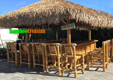 Bar Hut Custom - Palm Hut Bar|Bamboo Tiki Bar Bamboo Tiki Bar, Outdoor Tiki Bar, Bamboo Ladders, Bamboo Decking, Tiki Bars, Bamboo Panels, Tiki Bar Decor, Bamboo Bar, Bamboo Poles