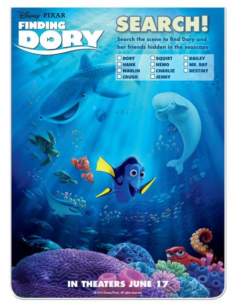 Mommy's Favorite Things: Finding Dory NOW in Theaters!!! #FindingDory #HaveYouSeenHer Finding Dory Party, Dory Party, Disney Finding Dory, Pixar Films, Theatre Life, Finding Dory, Activity Sheets, Printable Activities, Business For Kids