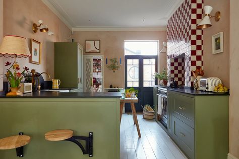 Matilda Goad's renovation of a London House | House & Garden Maximalist Kitchen, Matilda Goad, Terrace Interior, Beata Heuman, Lime Wash, London Houses, Paint And Paper Library, British Home, Little Greene Paint