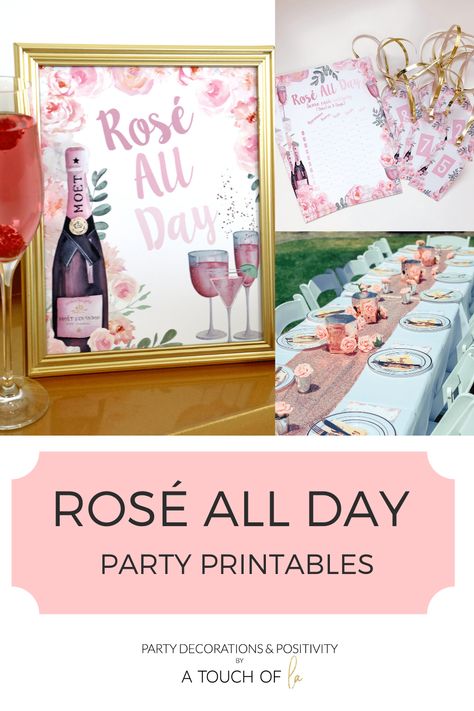 Rose All Day Bridal Shower Theme, Rose All Day Party Theme, Rose All Day Party, Yes Way Rose, Bride Game, Bunco Party, Poppin Bottles, Rosé Theme, Bridal Shower Banner