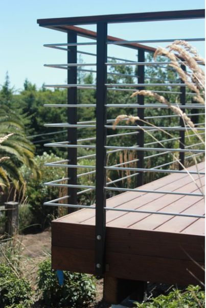 Stainless Steel Wedge Lock posts 7 Steel Deck Railing, Deck Rails, Deck Railing Systems, Stainless Steel Cable Railing, Modern Railing, Deck Railing Design, Metal Deck, Modern Deck, Balcony Grill