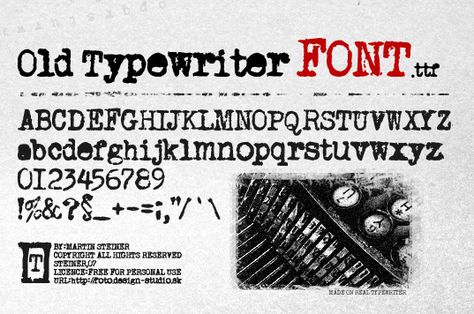 Old Typewriter Font | dafont.com Free Typewriter Font, Old Typewriter Font, Creepy Font, Halloween Fonts Alphabet, Typewriter Fonts, Fonts Dafont, Dafont Fonts, Old Typewriter, Spooky Font