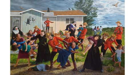 Painted in 2017, The Scream has come to symbolise outrage and grief after the discovery of unmarked graves (Credit: Kent Monkman/ Collection of the Denver Art Museum) Kent Monkman, Cast The First Stone, Indian Residential Schools, Vancouver Art Gallery, The Ancient One, Denver Art Museum, Denver Art, Residential Schools, The Scream