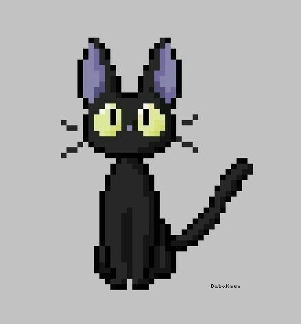 Jiji Pixel Art, 8bit Art Pixel, What To Hang On Walls, Pixel Ghibli, Ghibli Pixel Art, Cartoon Pixel Art, Pixelart Character, Pixel Art Sprite, Pixel Art Cat