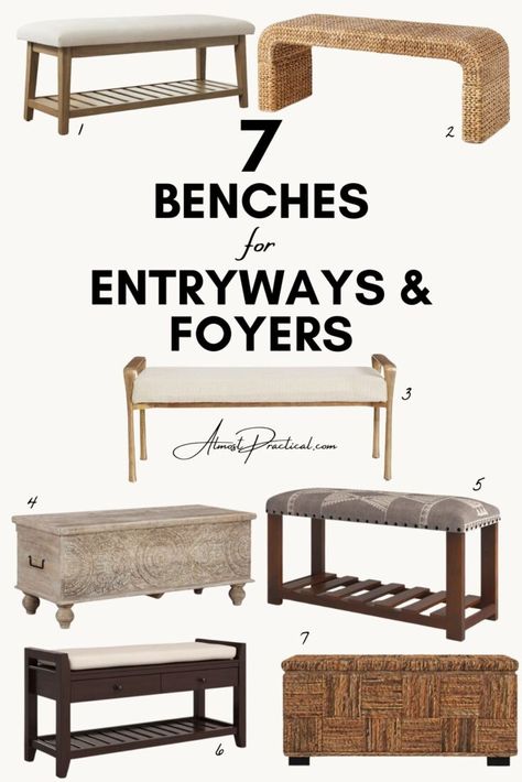 Looking for the ideal bench for your small entryway or foyer? Here are some ideas to look into. Foyer Bench Ideas Entry Ways, Foyer Bench Ideas, Entryway Seating, Bench For Entryway, Foyer Bench, Bench With Drawers, Entry Bench, Rustic Bench, Small Bench