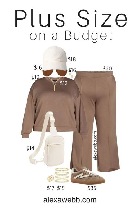 Plus Size on a Budget - Neutral Athleisure - Alexa Webb Plus Size On A Budget, Plus Size Athletic Wear, Plus Size Athleisure Outfits, Neutral Athleisure, Plus Size Athleisure, Affordable Clothing Brands, Concert Outfit Fall, Alexa Webb, Athleisure Outfit