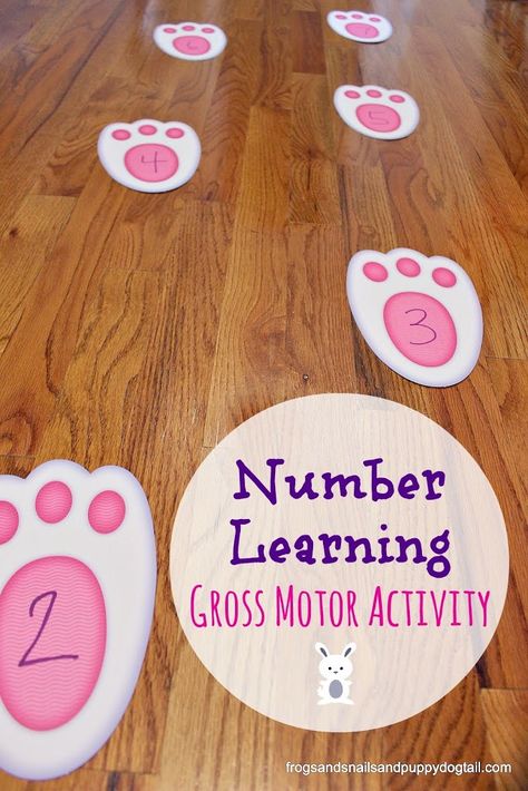 Number Learning Gross Motor Activity - FSPDT Number Learning, Preschool Easter, Learning Spanish For Kids, Gross Motor Activity, Number Activity, Easter Week, Easter Preschool, Spring Preschool, Gross Motor Activities