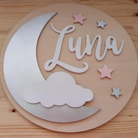 Nursery Wood Sign, Wood Name Sign, Baby Frame, Round Wood Sign, Baby Name Signs, Family Name Signs, 3d Laser, Nursery Signs, Baby Signs