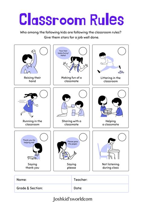 Classroom Rules Printable, Back To School Games, Pre School Activities, Teacher Professional Development, 1 Worksheet, Classroom Management Techniques, Class Rules, Job Well Done, Student Behavior