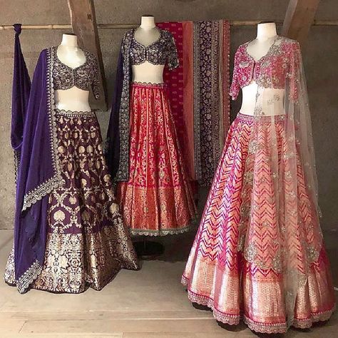 Jayanti Reddy’s distinctive take on bridal wear spell elegance and sophistication. She has an eye for details and color selection. Perfect for a bride looking for a traditional yet fun piece to wear! Jayanti Reddy Blouses, Benaras Lehangas, Mannequin Outfits, Bridal Vibes, Patola Design, Best Indian Wedding Dresses, Silk Lehengas, Rajasthani Dress, Jayanti Reddy