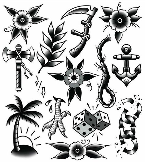 Traditional Tattoo Filler, Traditional Tattoo Black And White, Tato Tradisional, Traditional Black Tattoo, Traditional Tattoo Old School, Tattoo Filler, Traditional Tattoo Sleeve, Flash Tattoo Designs, Tattoo Traditional