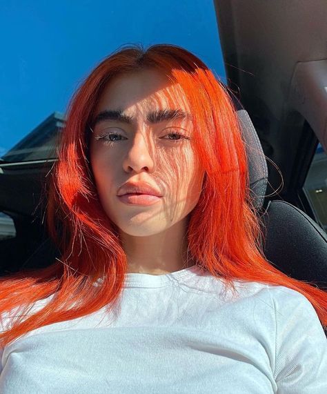 BLEACH’s Instagram profile post: “The OC. RG @holsterhicky using #TangerineDream. Shop the look at the link in bio.” Orange Hair And Eyebrows, Hair Colour Orange, Bleach London Tangerine Dream, Aesthetic Orange Hair, Dream Eyebrows, Orange Hair Aesthetic, Ref Hair, Eyebrows Soap, Eyebrows For Face Shape