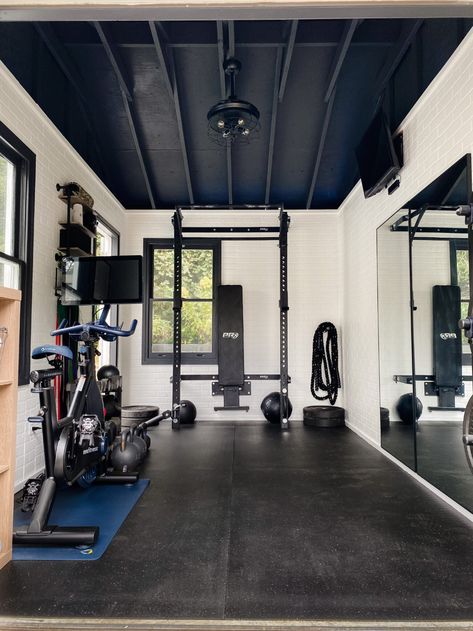 Home Gym Shed, Gym Shed, Small Home Gym Ideas, Backyard Gym, Home Gym Ideas, Small Home Gym, Shed Makeover, Home Gym Flooring, Workout Room Home