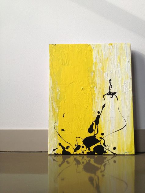 Fall Canvas Painting, Canvas For Beginners, Small Canvas Paintings, Earthy Brown, Soyut Sanat Tabloları, White Details, Contemporary Abstract Art, Beginner Painting, Yellow And Black