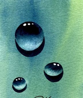 Water Drop Drawing, 3d Monster, Monster Ideas, Water Art, 수채화 그림, Watercolor Paintings Tutorials, Dew Drops, Watercolor Inspiration, Art Card