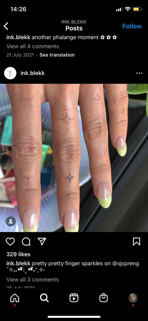 Sparkle Tattoo On Finger, Sparkle Tattoo Placement, Finger Sparkle Tattoo, Sparkle Finger Tattoo, Small Side Tattoos, Side Finger Tattoos, Sparkle Tattoo, Side Tattoos, Star Tattoos