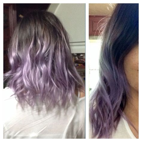 Lilac dip dye Medium Length Hair Ideas, Dip Dyed Hair, Lavender Ombre, Unnatural Hair Color, Ombre Hairstyles, Older Women's Hairstyles, Hair Natural Color, Dip Dye Hair, Short Dark Hair