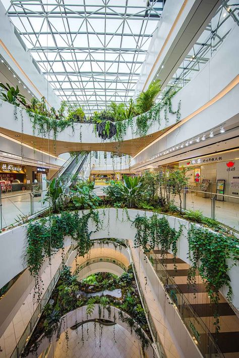 Garden Concept, Contemporary Basement, Solar Punk, Garden Mall, Shopping Mall Design, Atrium Design, Gardens Of Babylon, Spatial Design, Mall Design