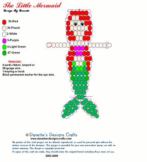 Pony Bead Mermaid Pattern, Mermaid Bead Pattern, Pony Bead Octopus, Pony Bead Patterns Easy, Beaded Keychains Patterns, Bead Pets, Beaded Animals Tutorial, Pony Bead Animals, Pony Bead Projects