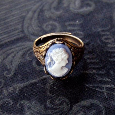 Blue Cameo Ring | Etsy Cameo Rings, Satanic Jewelry, Oxidized Brass, Cameo Jewelry, Cameo Ring, Dope Jewelry, Oak Leaf, Hippie Jewelry, Filigree Ring