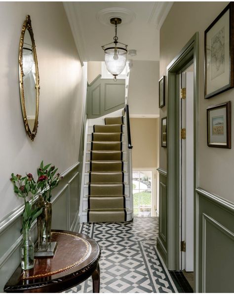 Victorian Terrace Hallway, Stairs And Hallway Ideas, Victorian Hallway, Hallway Colours, House Staircase, Hallway Inspiration, Entrance Way, Edwardian House, Hallway Designs