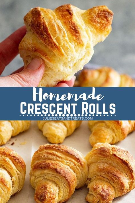 Roll Dough Recipe, Homemade Crescent Rolls, Homemade Croissants, Crescent Recipes, Bake Bread, Crescent Roll Recipes, Crescent Roll Dough, Homemade Biscuits, Delish Recipes