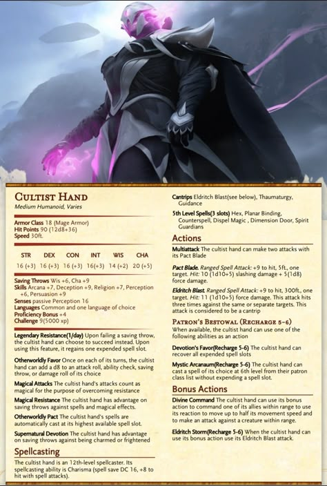 5e Cultist, Dnd Homebrew Gods, Dnd Cultist Stats, Statblock 5e, Cultist Dnd 5e, Dnd Enemy Stats, Cultist Rpg, Dnd 5e Homebrew Monsters, Dnd Cultist