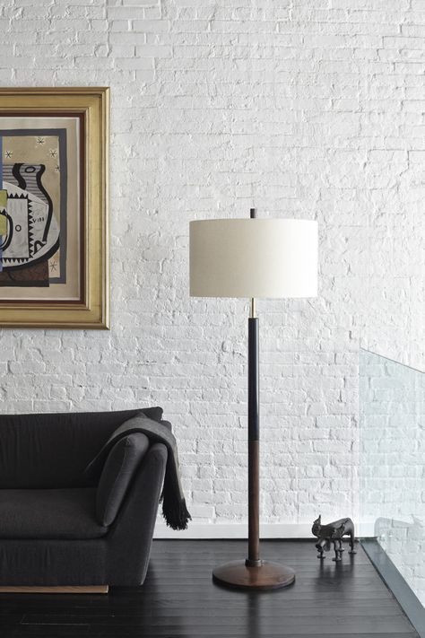 Living Room Floor Lamps, Modern Transitional Decor, Mid Century Modern Floor Lamp, Transitional Apartment, Mid Century Modern Floor, Transitional Flooring, Living Room Transitional, Transitional Living Room, Apartment Entryway