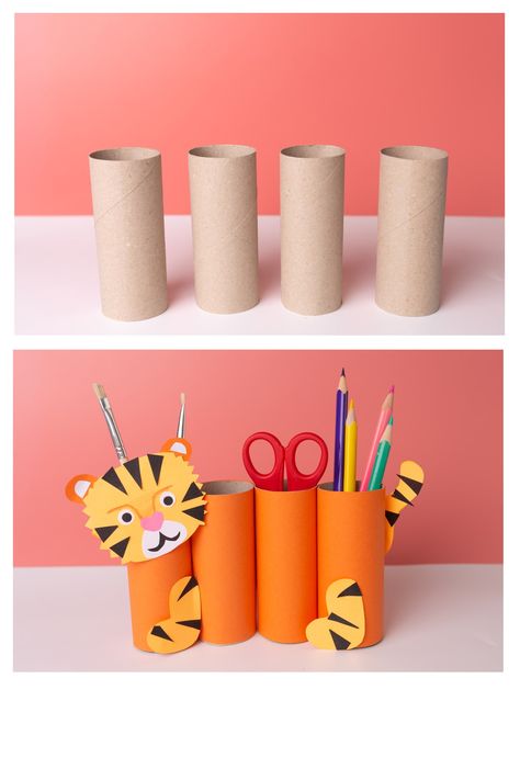 7 Ways to Make a Diy Colored Pencil Holder - In The Playroom Cardboard Pencil Holder, Pencil Stand Diy, Pencil Holder Ideas, Diy Pencil Holders, Pencil Holder Craft, Pencil Holder Diy, Colored Pencil Holder, Diy Pencil Holder, Stationary Craft