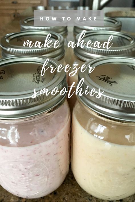 How-to-make-freezer-smoothies Premade Smoothies Frozen, Freezing Yogurt For Smoothies, Make Ahead Smoothies Mason Jars, How To Freeze Smoothies For Later, Freezing Smoothies Make Ahead, Can You Freeze Smoothies, Make Ahead Smoothie Recipes, Premade Smoothies For The Week, Freezer Smoothies Make Ahead