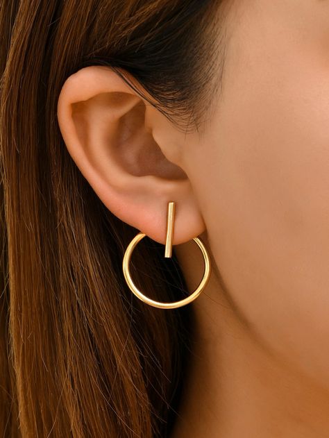 Gold Fashionable   Iron  Earring Jacket Embellished   Jewelry Gold Modern Jewellery, Minimal Gold Jewelry, Earring Jacket, Ancient Coin Jewelry, Chain Link Necklace Silver, Jewelry Style Guide, Real Gold Necklace, Jacket Earrings, Classy Earrings