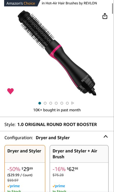 Amazon.com: REVLON One Step Root Booster Round Brush Dryer and Hair Styler | Fight Frizz and Add Volume, (1-1/2 in) Hair Dryer Brush, Round Brush, Hair Styler, Hot Tools, Blow Dryer, Salon Style, Dry Brushing, Revlon, Hair Brush