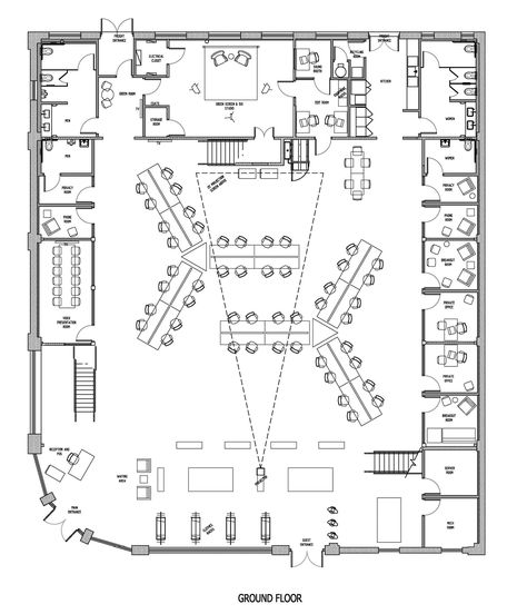 Gallery - Buzzfeed LA Office / JIDK - 18                                                                                                                                                                                 More Office Layout Plan, Minimal Windows, Cheap Office Furniture, Restaurant Plan, Office Floor Plan, Coworking Office, Office Plan, Office Fit Out, Hotel Plan