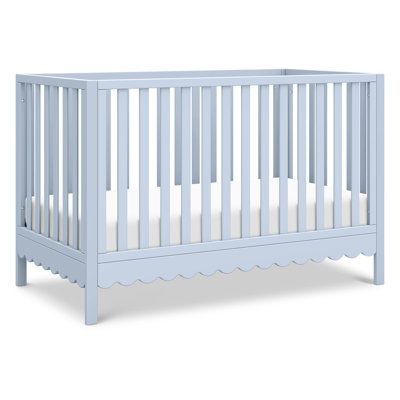 From its charming scallop detailing to its playful colors, the Sammy Scallop 4-in-1 Convertible Crib easily transitions with your little one from baby to teen. Paired with its matching 6-drawer dresser and bookcase, the Sammy Scallop Collection ensures that every moment with your little one is filled with style and joy daVinci Color: Powder Blue | daVinci Sammy Scallop 4-in-1 Convertible Crib blueWood in Powder Blue | Standard | Wayfair Blue Boy Nursery, Blue Baby Nursery, Light Blue Nursery, Baby Blue Nursery, Blue Nursery Boy, Blue Crib, Coastal Nursery, Baby Cribs Convertible, Playful Colors