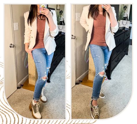 Gucci Tennis Shoes Outfit Women, Gucci Tennis Shoes Outfit, Gucci Boots, Tennis Shoes Outfit, Womens Casual, Ripped Denim, White Blazer, Tennis Shoes, Spring Outfit