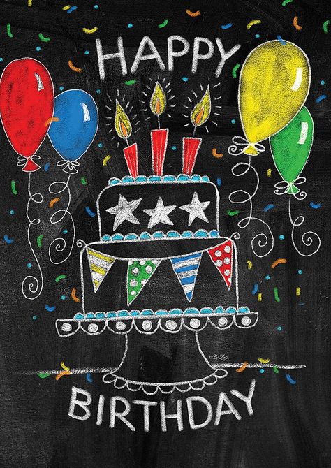 Happy Birthday Board Decoration, Happy Birthday Chalkboard Art, Happy Birthday Chalkboard, Birthday Chalkboard Art, Summer Chalkboard Art, Garden Birthday Cake, Summer Chalkboard, Calendar Doodles, Chalkboard Party