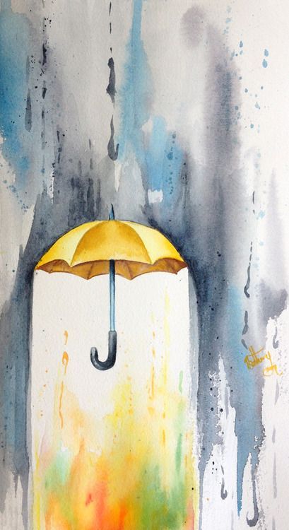 Imagination Drawing, Sunflower Watercolor, Umbrella Art, Hippie Painting, Christmas Painting, Unique Drawings, 수채화 그림, Art Et Illustration, Beginner Painting