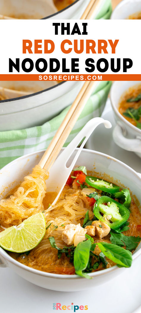 If you are a fan of Thai food, save this recipe now. This Thai Red Curry Noodle Soup is so easy to make, you won’t believe it. All you need are the right ingredients, a large pot, and you’re good to go! Easy Thai Red Curry, Thai Red Curry Noodle Soup, Thai Soups, Sos Recipe, Curry Noodle Soup, Red Curry Noodle Soup, Pumpkin Banana Bread, Red Thai, Curry Noodles