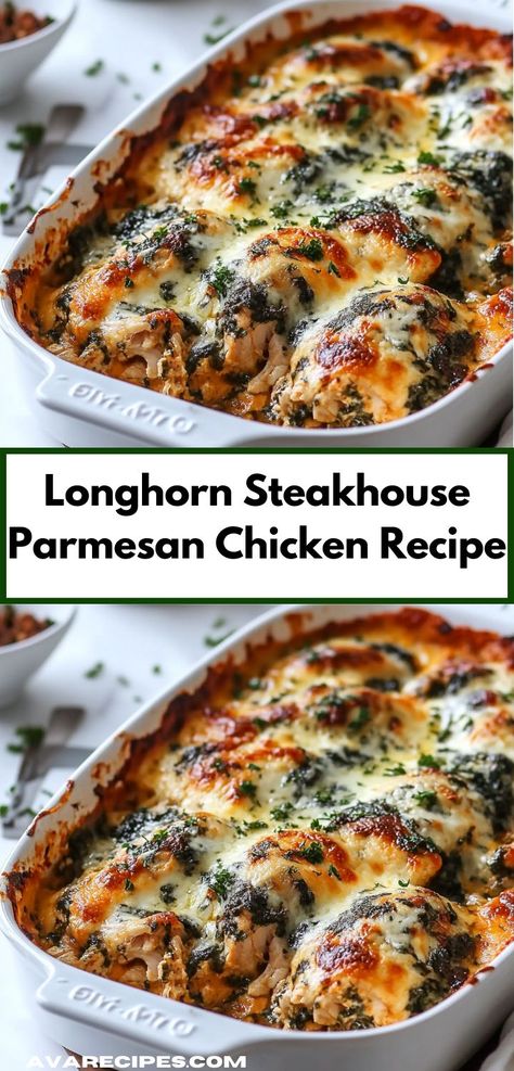 Searching for a comforting yet simple dinner option? This Longhorn Steakhouse Parmesan Chicken Recipe is both delicious and straightforward, making it a go-to choice for family-friendly evenings and special gatherings alike. Longhorn Steakhouse, High Protein Dinner, Protein Dinner, Parmesan Crusted Chicken, Simple Dinner, Parmesan Chicken, Crusted Chicken, Chicken Dishes Recipes, Delicious Dinner