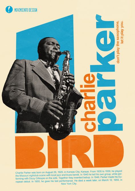 Jazz Cover Art, Vintage Jazz Poster, Jazz Graphic Design, Spotlight Poster, Jazz Poster Design, Cool Poster Design, Jazz Design, Jazz Posters, Charlie Parker