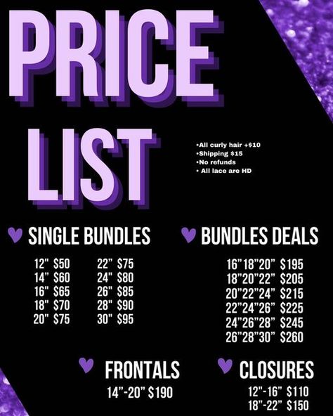 Bundles Price List, Instagram Price List, Frontal Closure, Dope Hairstyles, Price List, Business Tips, Lace Front Wigs, Hair Ideas, Hair Stylist