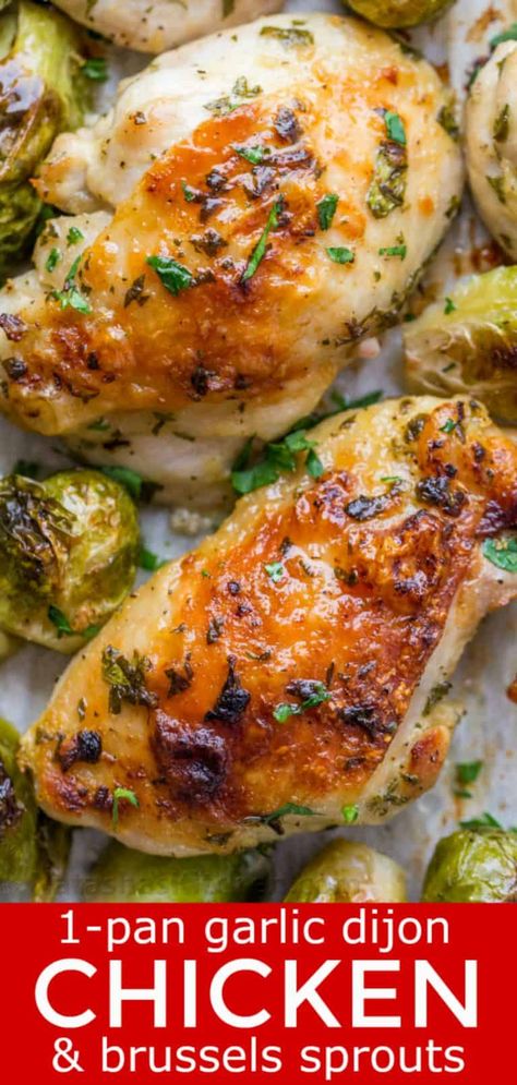 Chicken Thighs And Brussel Sprouts, Chicken And Brussel Sprouts, Recipes Diner, Chicken And Brussels Sprouts, Chicken Breast Crockpot Recipes, Crockpot Chicken Breast, Dijon Chicken, Paleo Foods, Sprouts Recipe