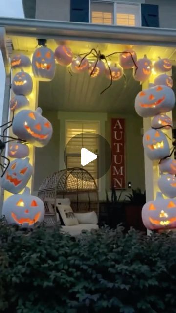 HGTV Home on Instagram: "Dress up your front porch with a DIY pumpkin arch! 🎃 Just follow these steps to create a show-stopping display that everyone will love. 🎃🕷️" Diy Pumpkin Arch, Pumpkin Arch, Instagram Dress, Halloween Porch, Diy Pumpkin, Front Porch, Porch, To Create, Arch